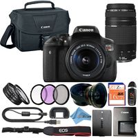 Canon EOS Rebel T6i 24.2MP Digital SLR Camera Retail Packaging Accessory Bundle (18-55mm & 75-300mm Premium Bundle)