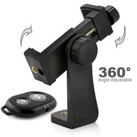 Universal Cell Phone Tripod Mount Adapter and Smartphone Holder & Bluetooth Remote Photo Shutter, Fits iPhone, Samsung, and All Phones, Rotates Vertically and Horizontally, AGG2452