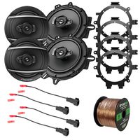 4X Pioneer 6.5" 3-Way 320 Watt Coaxial Car Audio Speakers, Enrock Speaker Wire Harness for Select GM Vehicles, Speaker Mounting Brackets Select 1995-2009 GM Vehicles, 16 Gauge 50 Foot Speaker Wire