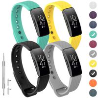 GVFM Compatible with Fitbit Inspire/Inspire HR Bands, Adjustable Soft Silicone Bracelet Accessories Sport Strap for Women Men Wristbands (Large: 6.7-8.1 inch, 4-Black,Gray,Yellow and Teal)