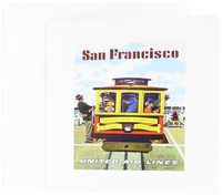 3dRose San Francisco Vintage Cable Car n Airline Travel Poster - Greeting Cards, 6 x 6 inches, set of 12 (gc_109657_2)