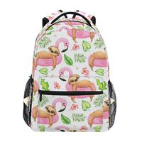 Pfrewn Summer Sloth Palm Leaf Floral Backpack Bookbags Daypack Bags Water Resistant, Tropical Funny Animal Bag Mini Backpack Purse Travel Sports for Men Women