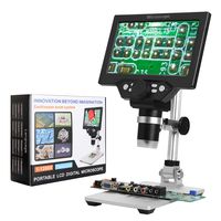 HD 7 INCH 1200X Angle-Adjustable Digital Microscope with 8 Adjustable Highlight LED Lights Micro SD Storage for Mobile Phone Camera Repair
