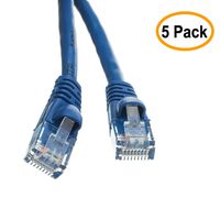 25 FT (7.6M) Cat5e Networking Ethernet UTP Patch Cable, 350Mhz, (25 Feet/7.6 Meters) Cat 5e Snagless Molded Boot Cable for PC / Router / PS4 / XBOX / Modem Blue ED752620 (5 Pack)