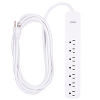 GE Power Strip Surge Protector, 7 Outlets, Fast Charge, Extra Long Power Cord, 12ft, Wall Mount, White, 36360