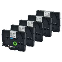 GREENCYCLE 5PK Extra Strength Adhesive Black on White Label Tape Compatible for Brother TZE-S231 TZ-S231 TZeS231 0.47 Inch PT-E550W Labeling Maker