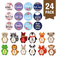 sorkwo 24 Pcs Baby Monthly Stickers Newborn Monthly Milestone Unisex for Baby's First Year