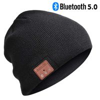 Bluetooth Beanie, Mens Gifts Bluetooth hat with Double Knitted Built-in Stereo Speaker & Mic Unique Birthday Gifts for Men Women Running Cap Fit for Outdoor Sports (Black)