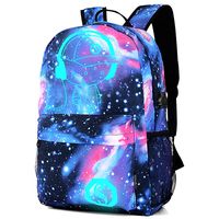 School Backpack for Girls and Boys Glow In the Dark Luminous Schoolbag Unisex Backpack for Teens Blue
