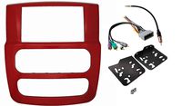 Double Din Dash Kit for Installation of Aftermarket Radio Stereo with Infinity System Compatible with 2002-2005 Dodge Ram (Red)