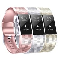 Baaletc Replacement Bands Compatible Fit bit Charge 2 Classic Accessories Band Sport Strap for Fit bit Charge 2 Large&Small Women&Men(Rose Gold/Silver/Champagne Gold)