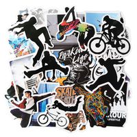 Parkour Extreme Sports Stickers, Waterproof Vinyl Sticker and Decals for Laptop, Water Bottles, Skateboard, Bikes, 50pcs Roll, Aerial, Sideflip, Backflip, Swan Dive Action Sticker Pack