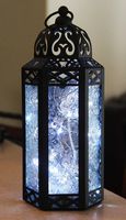 Vela Lanterns Moroccan Style Candle Lantern with LED Lights, Medium, Clear Glass