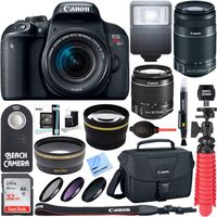 Canon EOS Rebel T7i DSLR Camera + EF-S 18-55mm IS STM & 55-250mm IS II Lens + 64GB Extreme SDXC Memory UHS-I Card + Accessory Bundle (2 Lens Kit 18-55mm & 55-250mm)