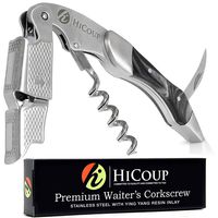 Waiters Corkscrew by HiCoup - Professional Stainless Steel with Ying Yang Resin Inlay All-in-one Corkscrew, Bottle Opener and Foil Cutter, the Favoured Wine Opener of Sommeliers and Bartenders