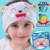 Kids Headphones Mic 85dB Volume Limited Ultra-Thin Speaker Soft Headband Headphone Toddler Teen Girls Boy Foldable Headset Audio Adjustable Wired On Earphones Christmas Winter Supplies, Cat