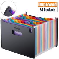 Expanding File Folder 24 Pockets, Multi-Color Accordion A4 Document Organizer with Expandable Wallet Stand - Works on A4 Size and Letter Size