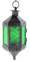 Vela Lanterns Hanging Moroccan Style Candle Lantern with Chain, Green