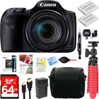 Canon PowerShot SX540 HS 20.3MP Digital Camera with 50x Optical Zoom + 64GB Dual Battery Accessory Bundle
