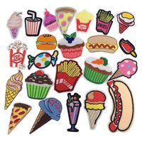 Libiline Random 24PCS Mix Fries Bread Sandwish Cake Drink Sew-on Iron-on Patch Dress Embroidered Appliques Patches (Cake Bread Fries)