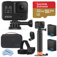 GoPro HERO8 Black, Waterproof Action Camera with Touch Screen 4K UHD Video 12MP Photos, Pro Bundle with GoPro Adventure Kit, 2 Extra Batteries, 32GB microSD Card, Microfiber Cloth