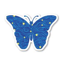 Butterfly 2 Sticker Blue Spirals and Stars Stickers - 2 Pack - Laptop Stickers - 2.5" Vinyl Decal - Laptop, Phone, Tablet Vinyl Decal Sticker (2 Pack) S81903