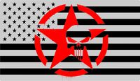 #1 Star Punisher design - Reverse American subdued FLAG - Silver and black - Macbook - Car - Truck Sticker bumper window
