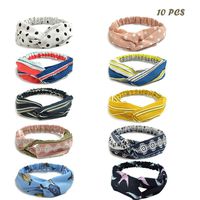 Upgraded 10 Pack Women's Headbands Elastic Hair Band Accessories with Boho Flower Printing Twisted Criss Cross