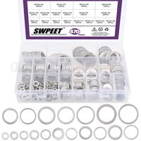 Swpeet 470Pcs Automotive Metric Oil Drain Plug Gasket Aluminum Flat Washer Assortment Kit, Including 18 Different Sizes - M6 M8 M10 M12 M14 M16 M18 M22 M24