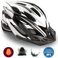 Basecamp Specialized Bike Helmet, Bicycle Helmet CPSC&CE Certified with Helmet Accessories-LED Light&Removable Visor&Portable Bag Cycling Helmet BC-DDTK Adjustable for Men/Women(Blackwhite)