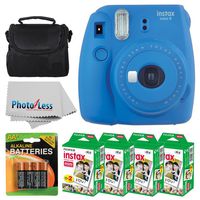 Fujifilm instax mini 9 Instant Film Camera (Cobalt Blue) + Fujifilm Instax Mini Twin Pack Instant Film (80 Shots) + Camera Case + AA Batteries + Accessory Bundle -