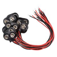uxcell 10pcs DC 9V Battery Clip T-Type Soft Buckle Connector Lead Wire 15cm Long
