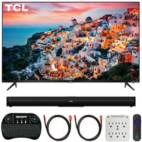 TCL 55S525 55-inch 5-Series Roku Smart HDR 4K UHD TV (2019) Bundle Alto 5 2.0 Channel Sound Bar, 2X Deco Gear 6FT 4K HDMI Cable, Wireless Keyboard and 6-Outlet Surge Adapter with Night Light