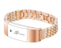 KingBaas Premium Pearl Crystal Wristband Metal Bracelet Bands Compatible for Fitbit Charge 2 /Fitbit Charge 2 Band,Watch Replacement Accessories Bands(No Tracker)