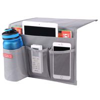 Zafit Bedside Storage Organizer, Table Cabinet Storage Organizer Bedside Organizer Caddy for Remotes Phone Glasses (4 Pockets-Grey)