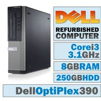 Dell OptiPlex 390 DT/Core i3-2100 @ 3.1 GHz/8GB DDR3/250GB HDD/DVD-RW/Windows 10 Home 64 BIT