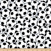 Timeless Treasures Packed Soccer Balls, White