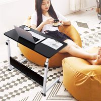 Portable Mobile Computer Desk Adjustable Foldable Workstation Home Office Sofa Side Table for Studying Reading Breakfast (Black(31.5''x19.7''))