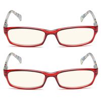 2 Pair Computer Glasses Blue Light Filter Women (Red, 1.75)