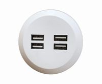 Desktop Power Grommet Outlet Data Center, 2" or 2.5" Hole No Drilling Required, 2 Outlet W/ 2 USB Ports (FREE RETURN) (4 USB-DC8089-(2" - 2.5" HOLE-White))