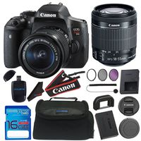 Canon EOS Rebel T6i / 750D DSLR Camera with EF-S 18-55mm f/3.5-5.6 is STM Lens + 16GB Deluxe Accessory Bundle
