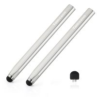 Stylus Pen for Touch Screen Devices with Extra Replaceable Soft Fiber Tips (Silver)