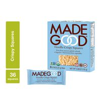 MadeGood Vanilla Crispy Squares, 6 Pack (36 count); Crunchy Rice with Smooth Rich Vanilla; Contains Nutrients of One Full Serving of Vegetables; Gluten-Free, Nut-Free, Organic, Vegan, Non-GMO Treat