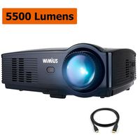 WiMiUS Projector, 5500 Lumens Full HD 1080P and 200'' Display Supported, Video Projector with 50,000 Hrs LED Life, Compatible with TV Stick, PS4, HDMI, VGA, AV, USB and Smartphones