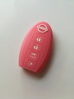 Pink Silicone Replacement Protective Fob Skin Key Cover Chains Bag Holder Key Jacket for Nissan Maxima Altima Gt-r Sentra Murano Leaf 350Z 370Z GT-R Sentra Armada Rogue Versa Pathfinder 4bts