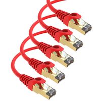 Maximm Cat7 Ethernet Cable, 6 Feet, Red [5 Pack] Pure Copper RJ45 Gold-Plated Connectors 600 MHz, 10 Gbps. for Fast Speed & Performance. for Computers to Network Components