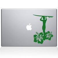 The Decal Guru Surfer Guy Decal Vinyl Sticker, 13" MacBook Air, Green (1457-MAC-13A-LG)