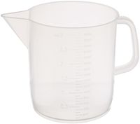 Globe Scientific 601159-1 Polypropylene Short Form Beaker with Handle, Molded Graduations, 3000mL Capacity
