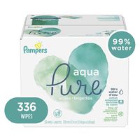 Baby Wipes, Pampers Aqua Pure Sensitive Water Baby Diaper Wipes, Hypoallergenic and Unscented, 336 Count
