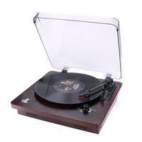 Vinyl Record Player, Vintage Phonograph Turntable with Built-in Stereo Speakers Support PC Recording,RCA Output,Wood